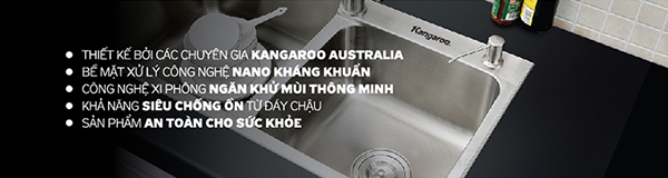 chậu rửa inox Kangaroo kháng khuẩn mới